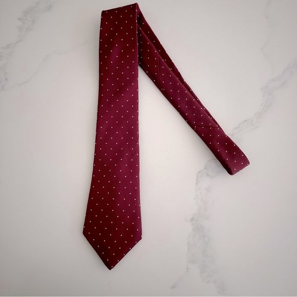 Men’s Vintage Neck Tie Sibley's of Rochester NY Maroon Polk a dot - Picture 1 of 6
